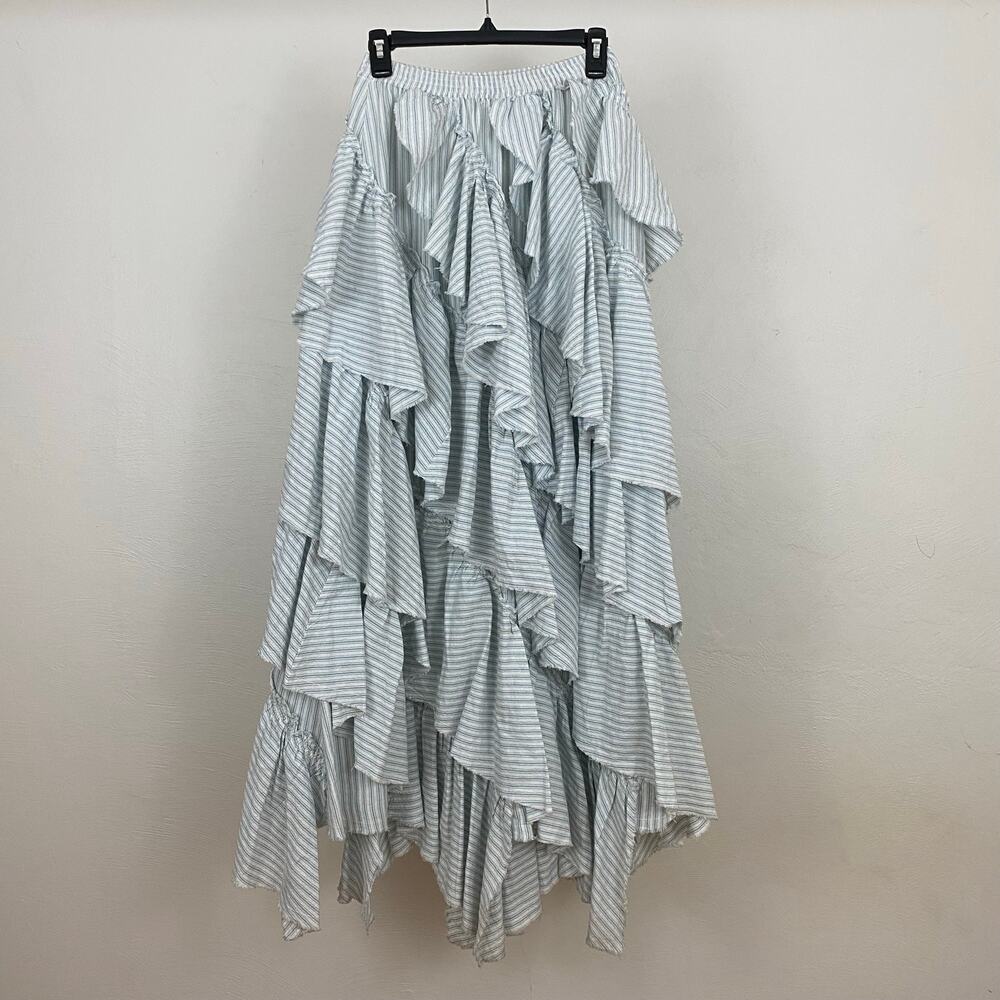 Free People Rock The Runway Maxi Skirt - Sky Blue Combo - Size Small